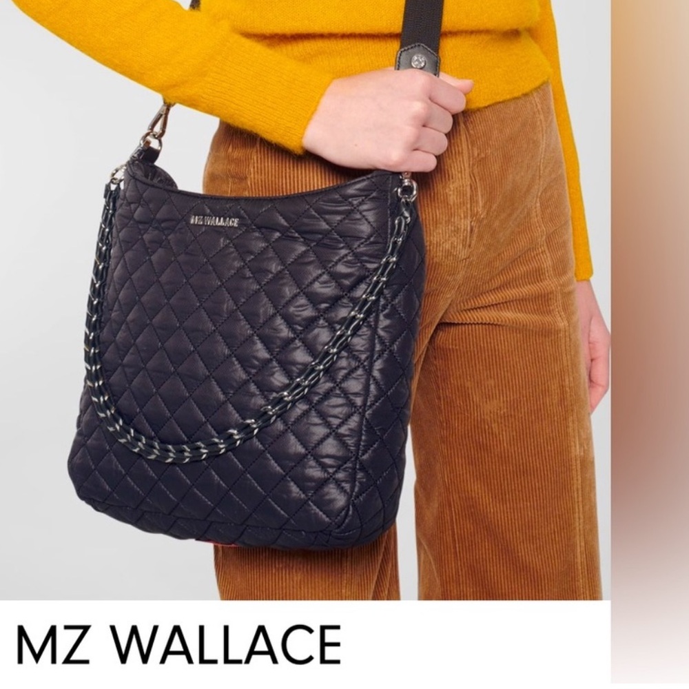 MZ Wallace Navy Quilted Shoulder Hobo Bag